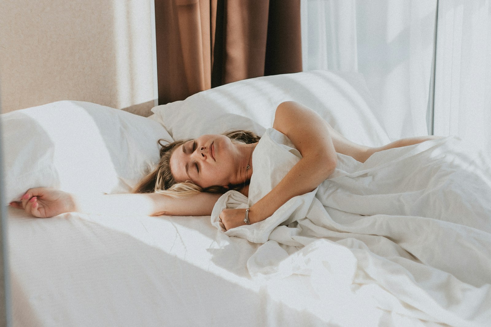 A person lying in a bed
